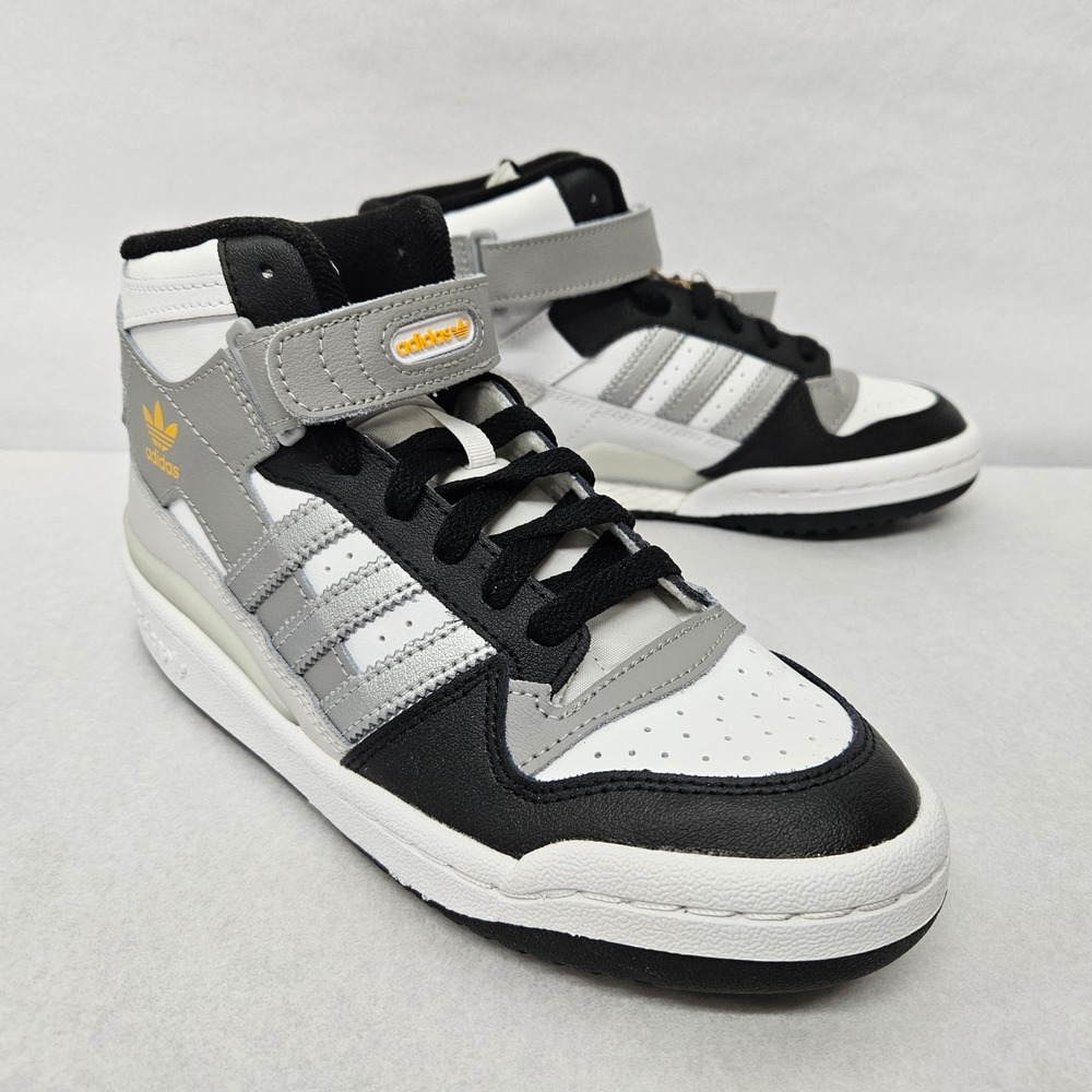 Adidas Kids Forum Mid J Casual Basketball Shoes GY7062 White Silver Black Sz 5.5